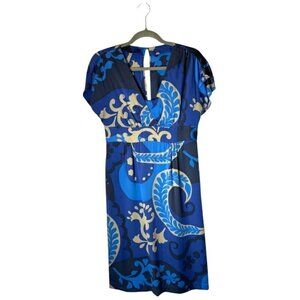 Boden Dress Women 6 Blue Paisley Silk Layered Flutter Sleeve‎ Midi NWT Preppy
